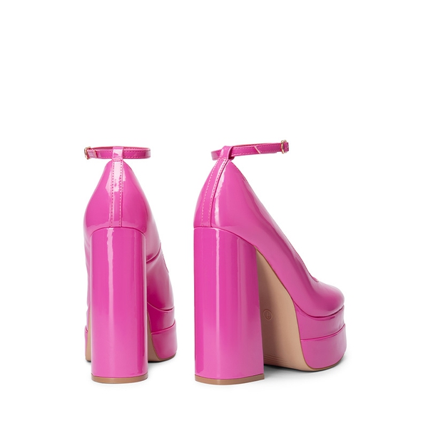 Women's High Heel Platform Pumps - HOT PINK-PAT - 5